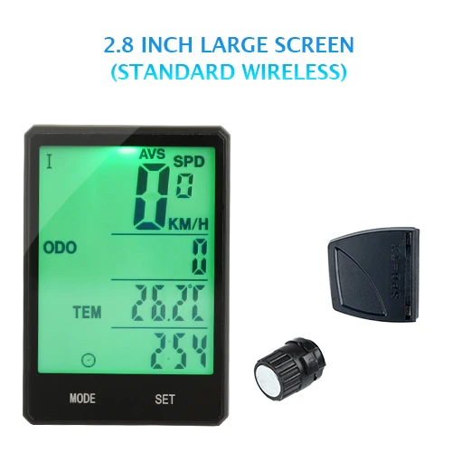 Waterproof Bicycle Computer 2.8inch Big Screen Digital Speedometer Cycle Statistics Monitor MTB Computer Wireless Bike Odometer - Цвет: Standard Wireless