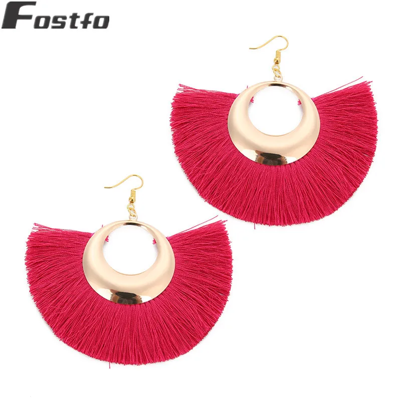

Fostfo Fashion Fan-Shaped Vintage Tassel Earrings Rose Red Color Drop Earrings Bohemian Earrings Dangle Earrings Jewelry Gift