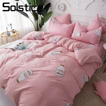 

Solstice Home Textile Bottle Pink Girls Bedding Sets Duvet Cover Bed Sheet Pillowcase Kid Teen Bedlinen King Queen Twin Size 3/4
