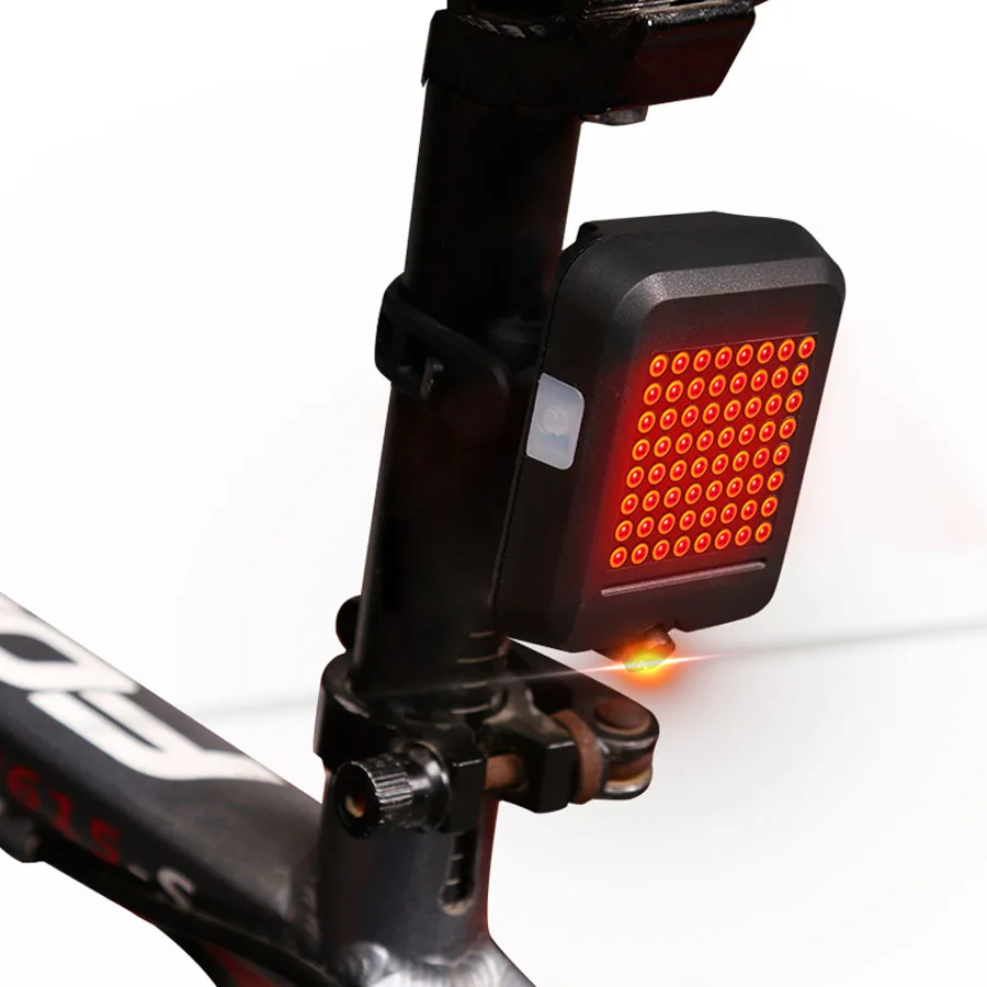 Top Bicycle Intelligent Turn Taillight Signal Light Waterproof Brake Light Projection Lamp 64 LED Infrared Warning Light Accessories 2