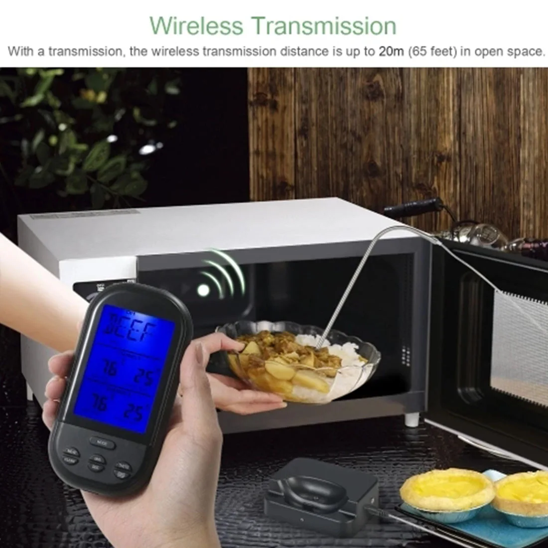 

Wireless Digital BBQ Kitchen Thermometer with Probe Oven Food Cooking Grill Smoker Meat Thermometer Timer Temperature Alarm