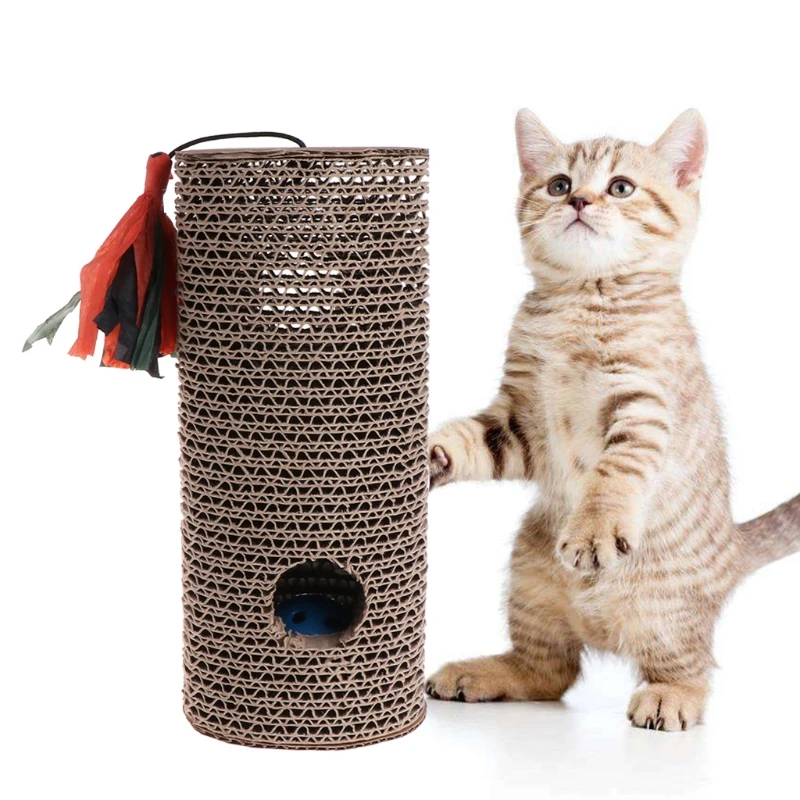 

Cat Corrugated Cardboard Cylinder Scratch Board Claws Care Resistance Toys Tail