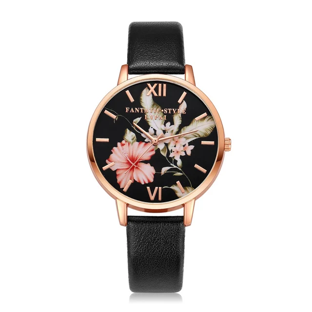 Women Bracelet Watch Fashion Rose Gold Flowers Leather Simple Women Dress Watche Women Bracelet Watch Fashion Rose Gold Flowers Leather Simple Women Dress Watche