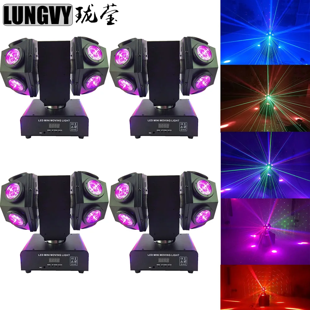 

Бесплатная доставка, 4 шт./лот, 2 в 1 лазерный вращающийся супер-луч 12x10 Вт, движущийся головной свет, светодиодный сценический дискотек, живые шоу, Dj Dmx свет