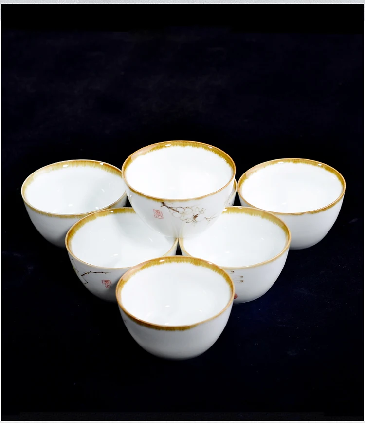 Дзен японский стиль винтажная ручная роспись чайная чашка белый фарфор Чайный набор кунг-фу чайная чаша мастер чайная чашка креативный домашний Декор 50 мл