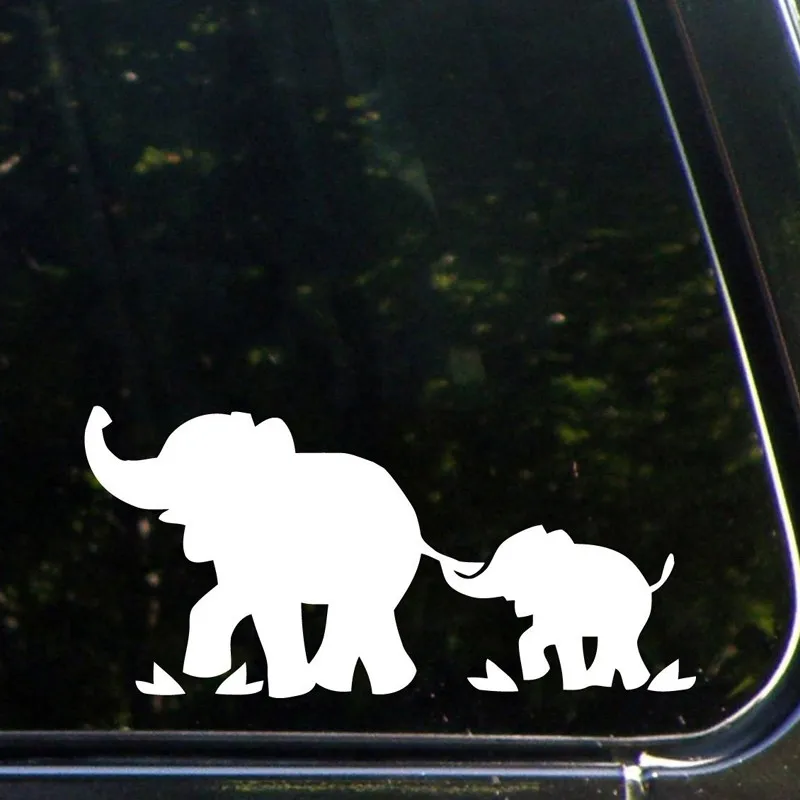 Elephant Mom & Baby - Design 1 No Tree Die Cut Car Vinyl Decal Sticker 7.5'' Wide (WHITE) | Игрушки и хобби
