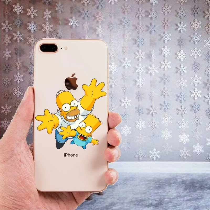 Мягкий чехол LISHE The Simpson из ТПУ для iPhone 11, 11Pro, 5, 5S, SE, 6, XS, Max, 7, 8 Plus, XR, забавный, прозрачный, высококачественный чехол - Цвет: TPU