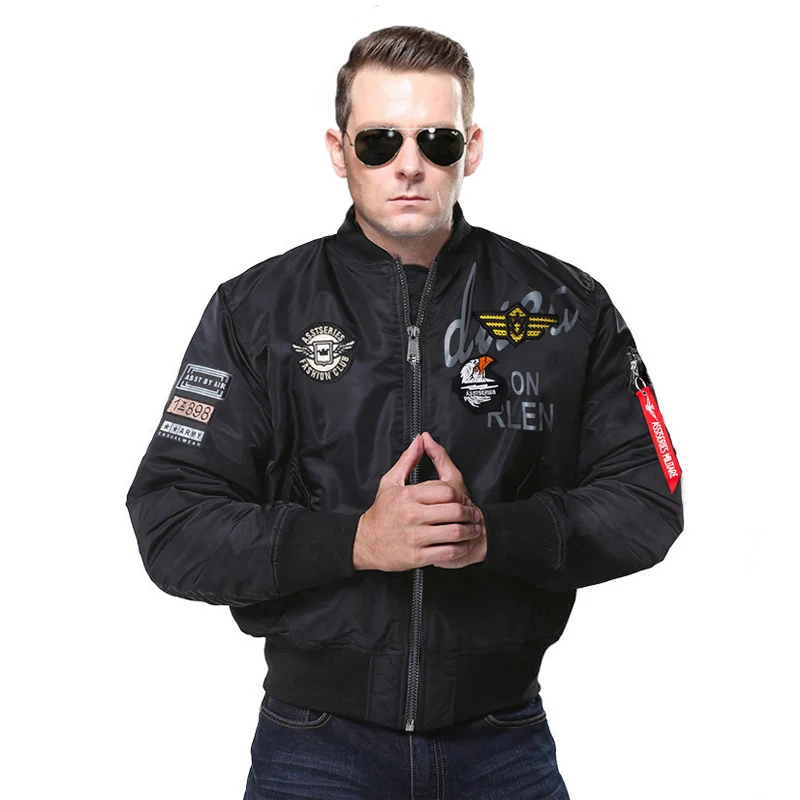 Осенняя куртка-пилот с вышивкой орла, Повседневная Верхняя одежда для мужчин/женщин, ВВС, военные, MA1 летные куртки, пальто