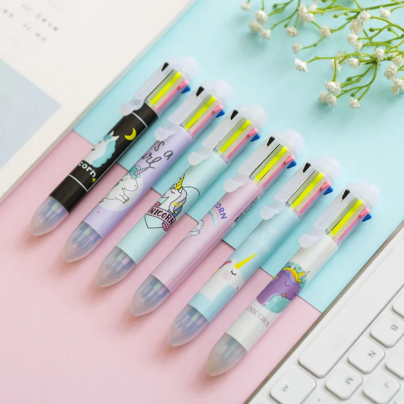 

6 pcs/lot 8 Colors Unicorn Ballpoint Pen Marker Pen Cute Unicorn Multicolor Ball Pens for Writing Office School Supply Canetas