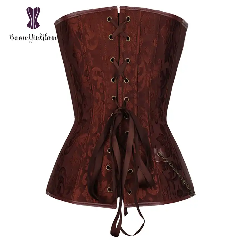 Party boomyinglam Womens Bustier Corset Satin Lace Up Boned Overbust Corset for Halloween Costume