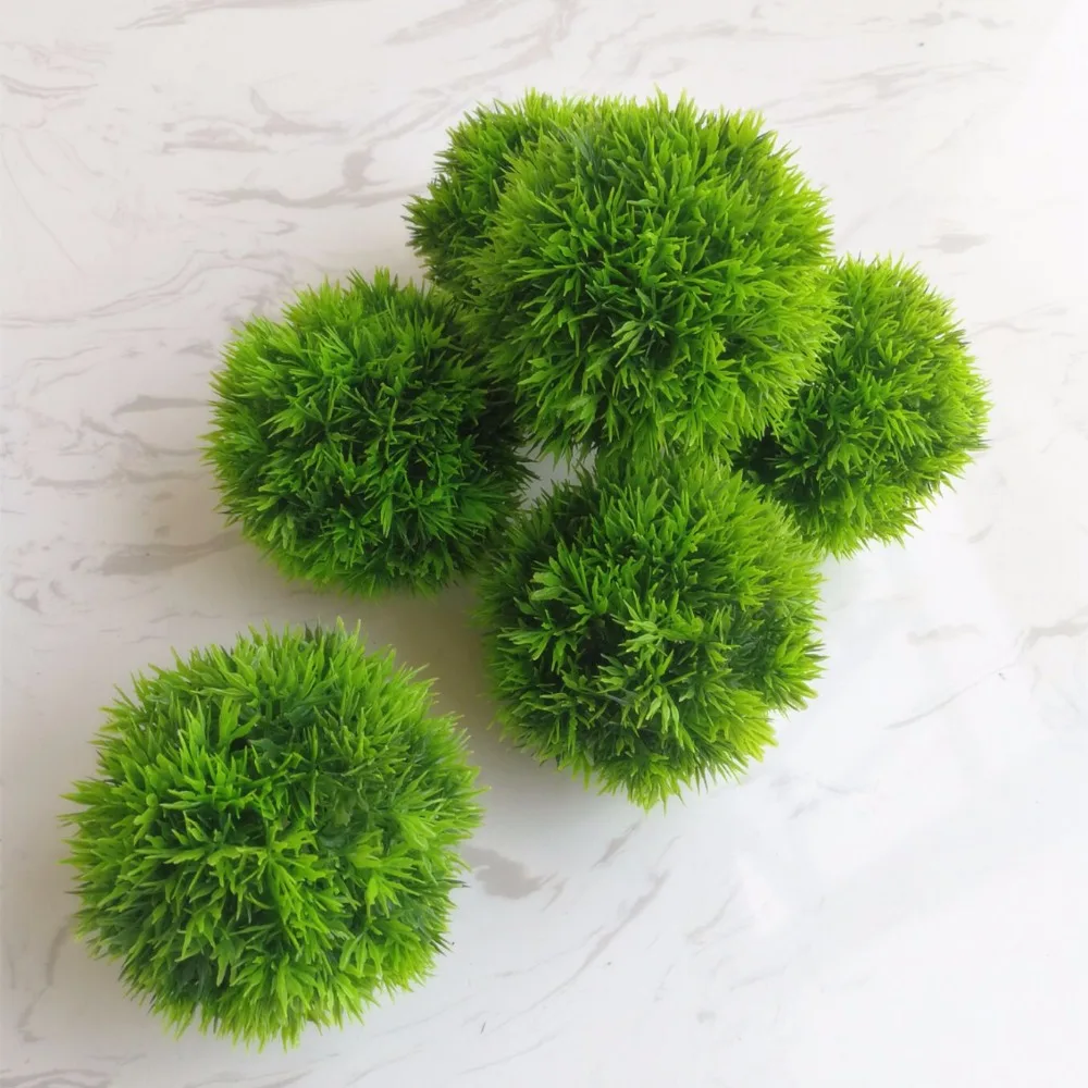 6 шт./лот диаметр 11 см Шар Из искусственной травы Зеленый завод пластмассы зеленые шары для украшения дома свадебные принадлежности