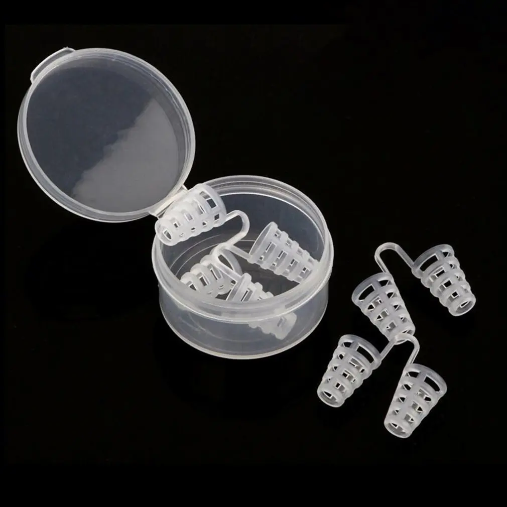 

4 stks Gezond Slapen Aid Apparatuur Stop Snurken Magnetische Anti Snurken Apneu Neus Clip Mini Transparante Anti-Snurken