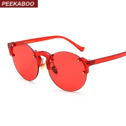 Peekaboo без оправы женские прозрачные солнцезащитные очки прозрачная Конфета изделие orange Желтый Красный Модные солнцезащитные очки круглые