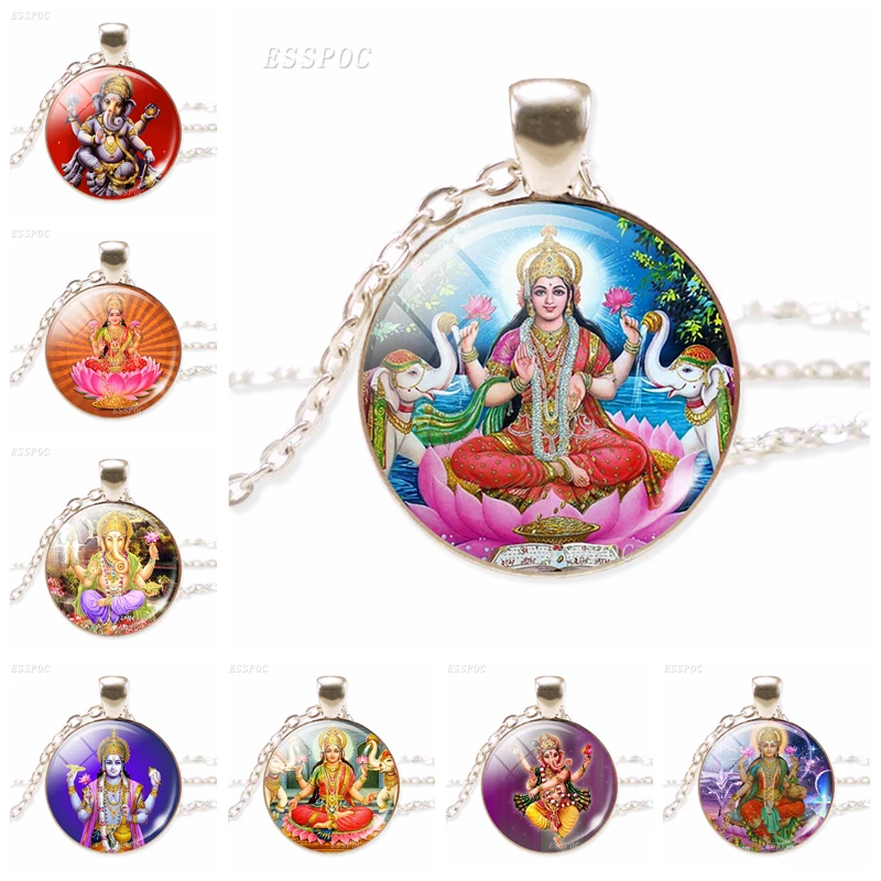 Lakshmi кулон богини ожерелье JewelryLakshmi Hinduism подвеска амулет стеклянный кабошон кулон для него