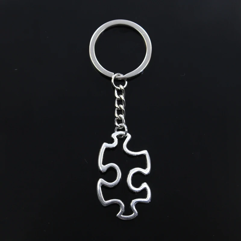 

Hot Fashion jigsaw puzzle piece autism awareness 41x25mm Pendant Key Ring Metal Chain Silver Men Car Gift Keychain Dropshipping