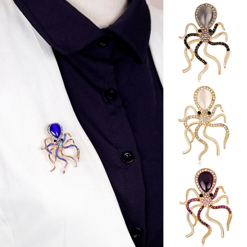 

Fashion Brooch Purple Rhinestone Octopus Pin Brooches
