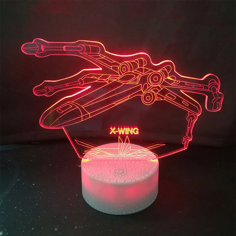 Star Wars X-WING форма светодио дный 3D свет в ночь 7 цветов изменить стол настольные лампы спальня осветительное оборудование домашний Декор