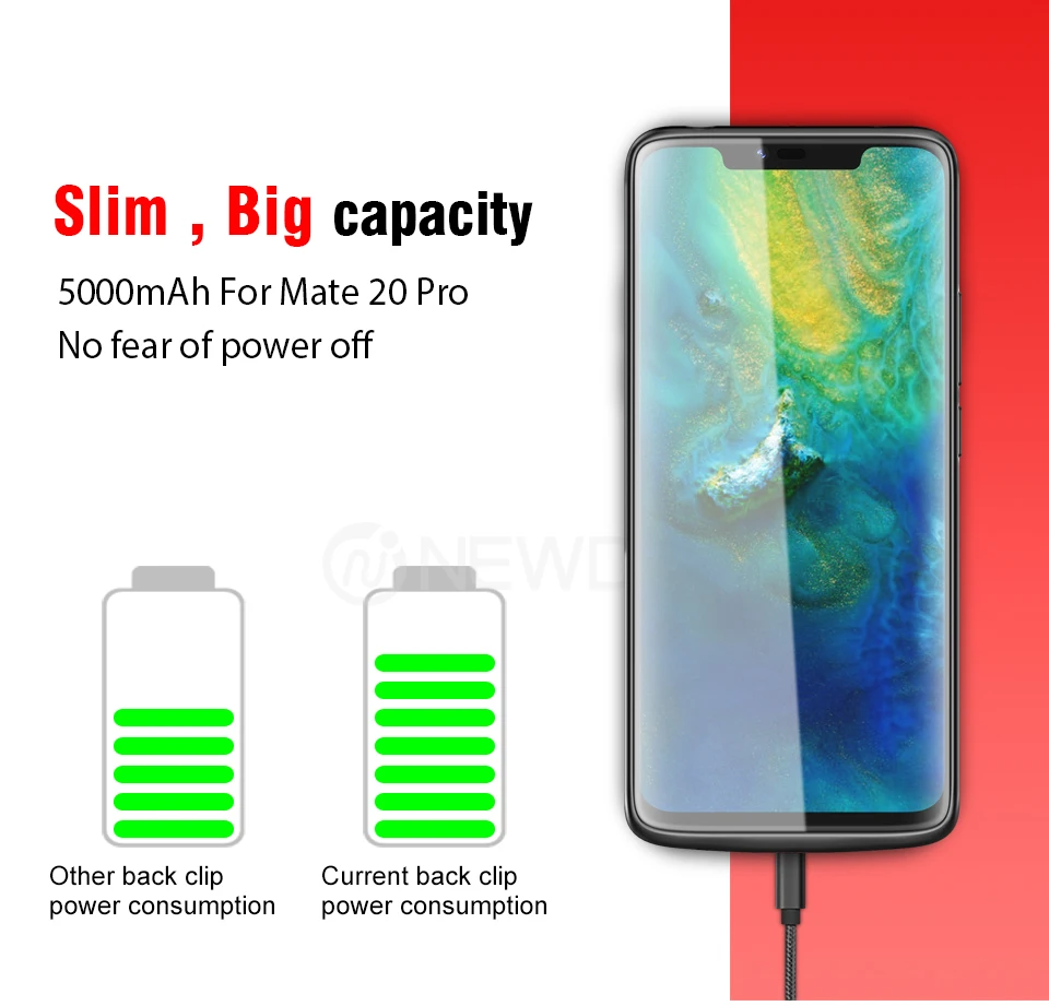 NEWDERY новейшее горячее зарядное устройство power bank чехол 4700 мАч для huawei mate 20 cull Чехол-батарея для телефона 5000 мАч для mate 20 pro