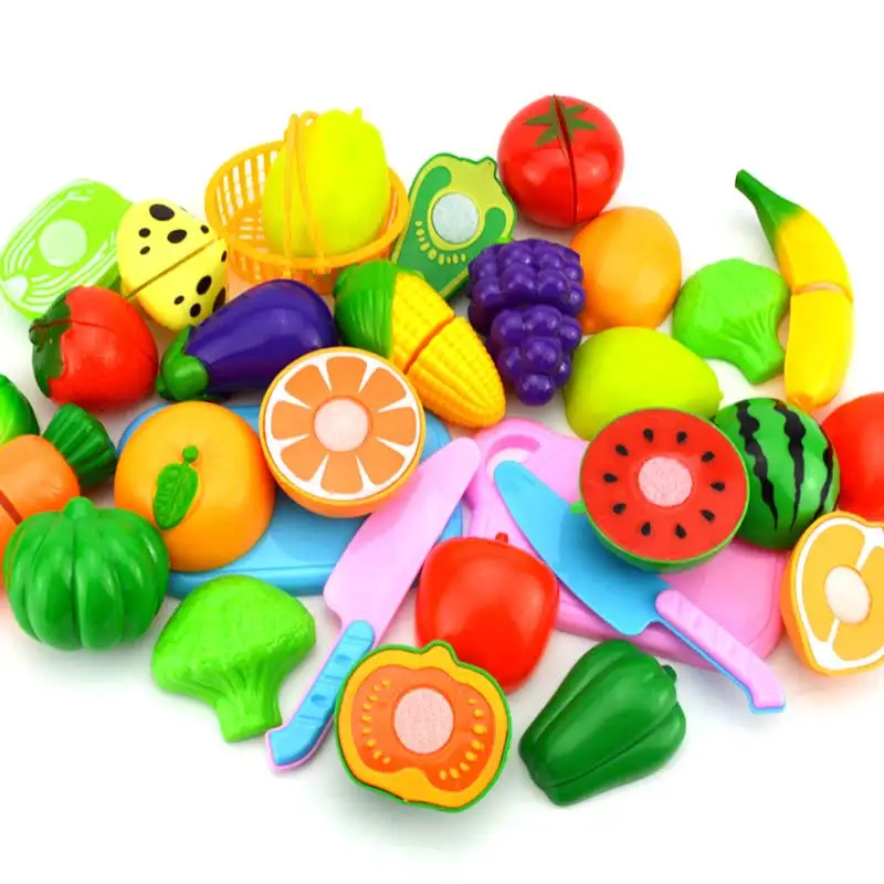 Kitchen Fruit Toys Plastic Food Toy Sets Cutting Fruit ...