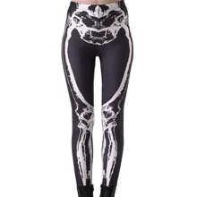 Эластичные повседневные брюки с цифровым принтом; прозрачные женские леггинсы с костями для ног; 7 размеров; одежда для фитнеса;