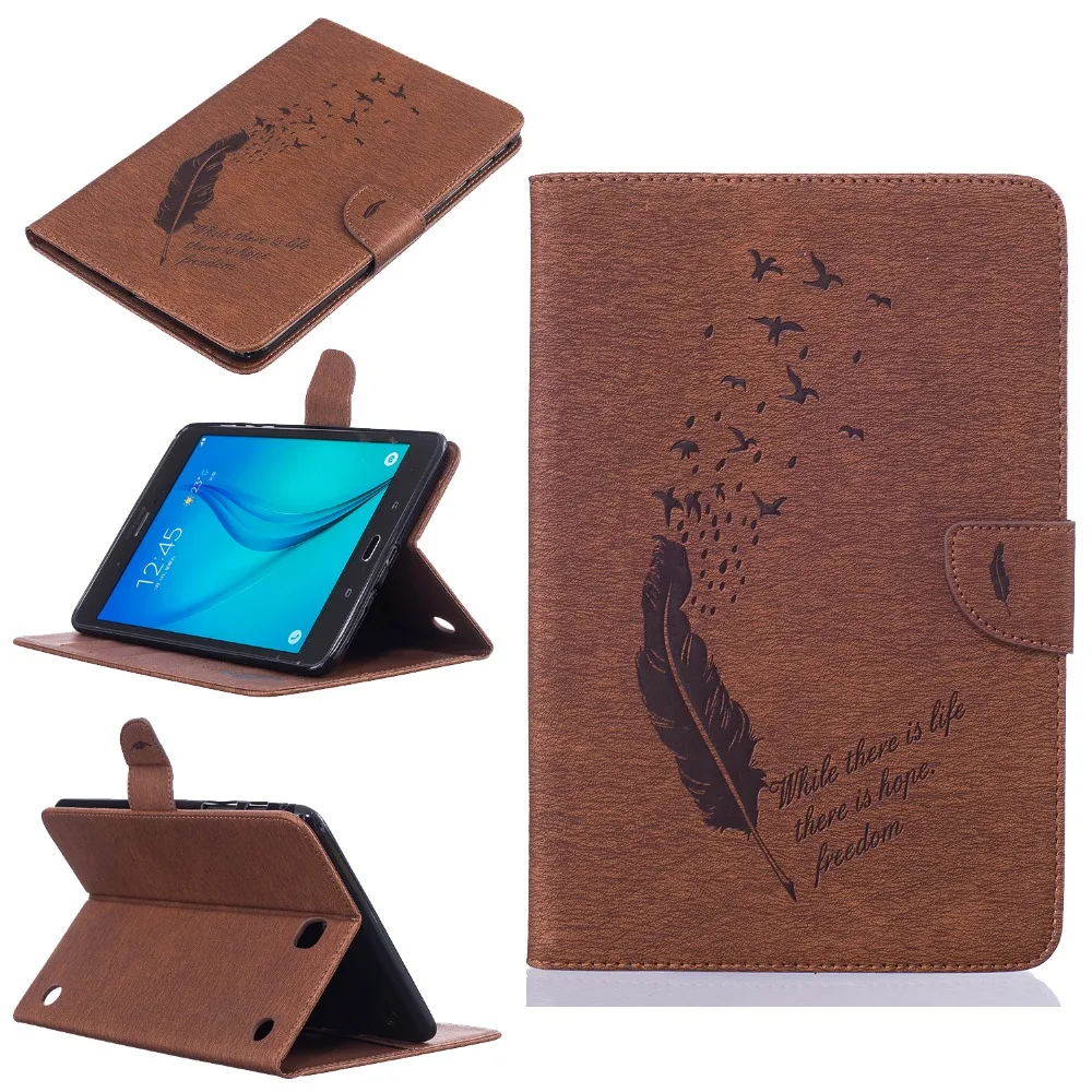 Gooyiyo для Samsung Galaxy Tab 8.0 T350 T355C выбивает перо принт чехол Tablet искусственная кожа