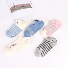 5 пар, женские красивые хлопковые носки, Мультяшные женские тапочки Kawaii, летние короткие носки, женские повседневные Мягкие забавные носки