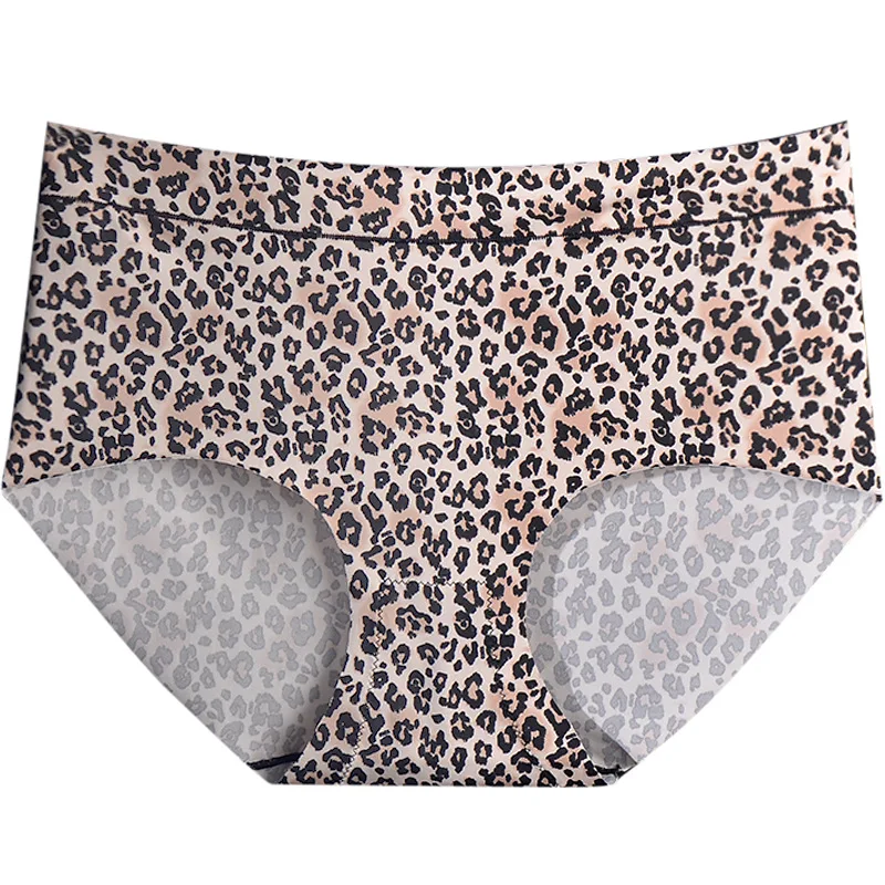 Хипстерские леопардовые женские трусики большого размера s с высокой талией сексуальное шелковое бесшовное белье размера плюс Xxxl