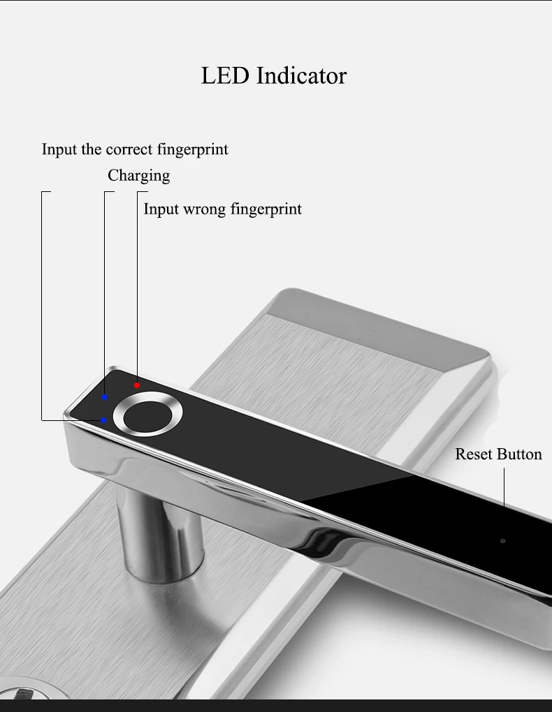 Простой дизайн из нержавеющей стали, интеллектуальный полупроводниковый замок для отпечатков пальцев, Электрический биометрический дверной замок