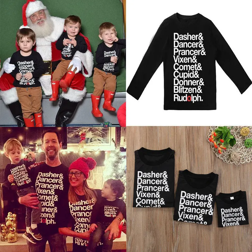 

Family Match Christmas Graphic Tees Mother Father Baby Kid Top T-shirt Blouse Clothes Outfit