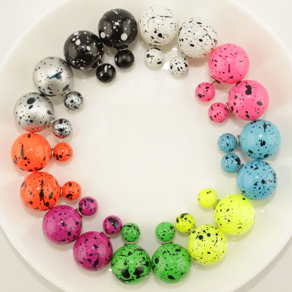 Серьги гвоздики для женщин цветные шарики 10 пар/лот цветов|side earrings|colored ball stud