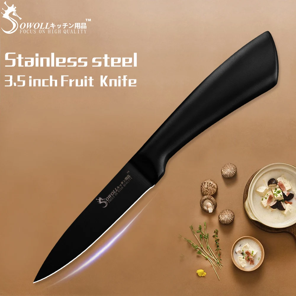 

SOWOLL 3cr13 Stainless Steel Knife 3.5 Inch Paring Knife Kitchen Knife Cutlery Set Utility Santoku Bread Slicing Chef Knife Tool