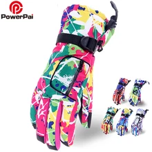 Цветные зимние теплые перчатки для катания на сноуборде и лыжах женские и детские снежные рукавицы Водонепроницаемый катание на снегоходах перчатки карман с фабрики