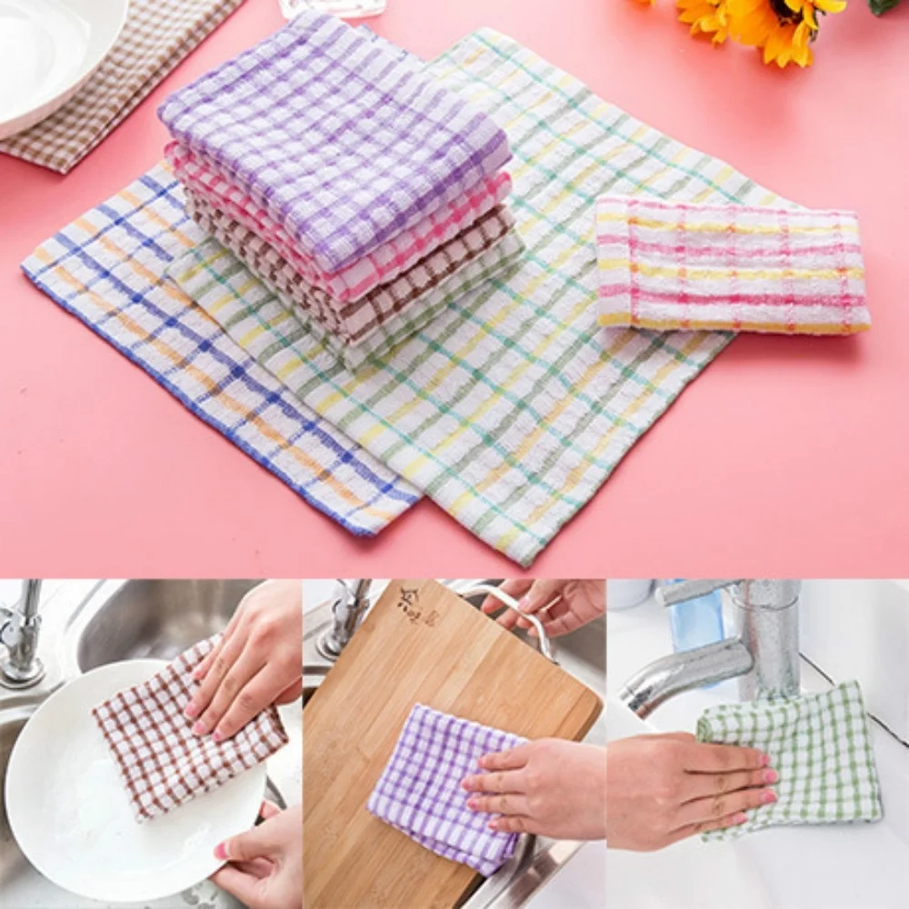 

Grid Cotton Kitchen Clean Cloth Washing Towel Cloth Hair Oil Absorbent Towel Randomly Delivery Handkerchief