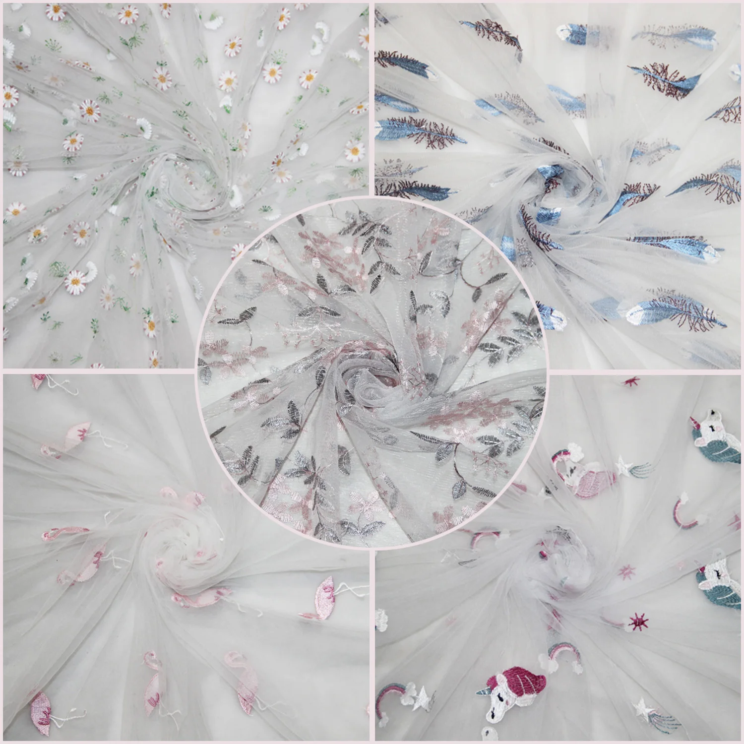 

YWCOOL high quality embroidered fabric for fabric mesh tulle fabric nylon soft tulle fabric decoration for tutu dress in stock