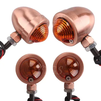 

New 4x Bullet Universal Motorcycle Turn Signals Indicator Light Golden Metal For Harley Yamaha Harley Chopper Bobber Cafe Racer