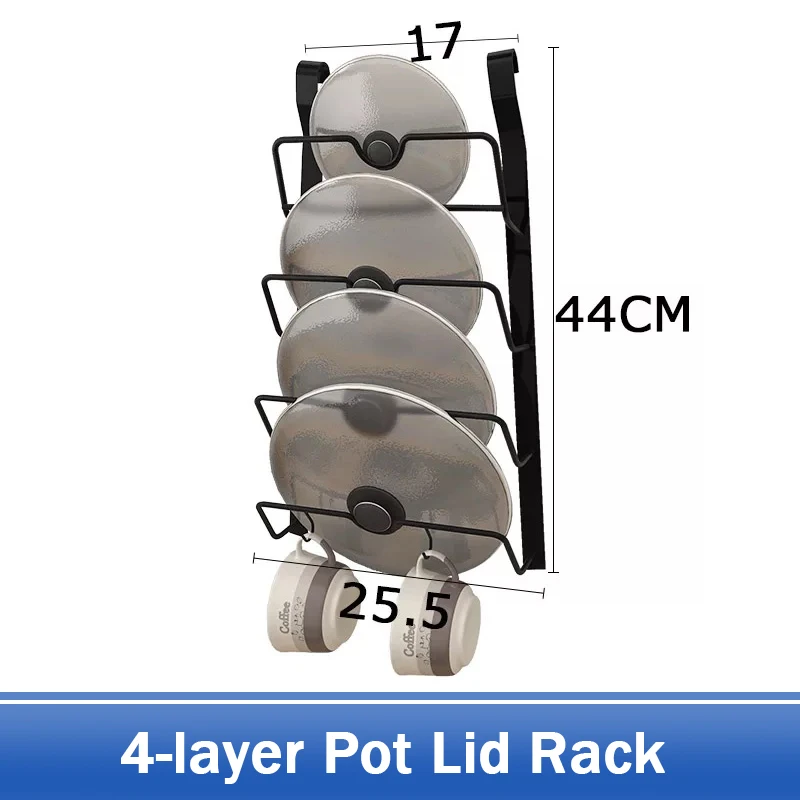 Кухонный стеллаж из нержавеющей стали DIY настенная кухонная полка для горшка с крышкой для приправ, подставки для посуды и держатели, кухонный органайзер, инструменты - Цвет: 4-layer Pot Lid Rack