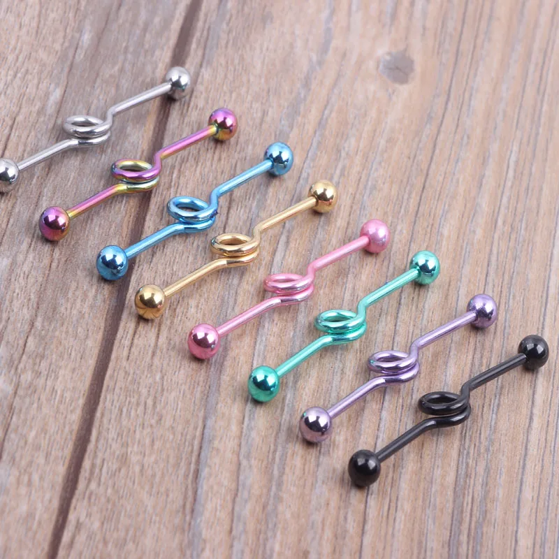 Industrial Barbell Coil 14 Gauge Cartilage Earring Jewelry Ear Unique Sexy Gift 8 color 80pcs piercing body