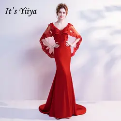 Это Yiiya v-образным вырезом Роскошные вечерние платья Русалка Bling блестками Кристалл известный дизайнер вечерние торжественное платье LX263