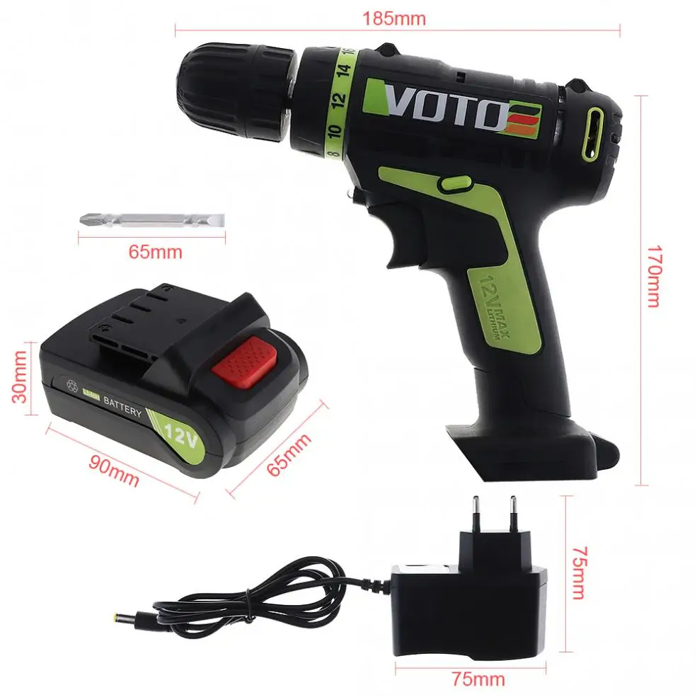 VOTO 12V Electric Screwdriver Lithium Battery Rechargeable Parafusadeira Furadeira Multi-function Cordless Electric Drill