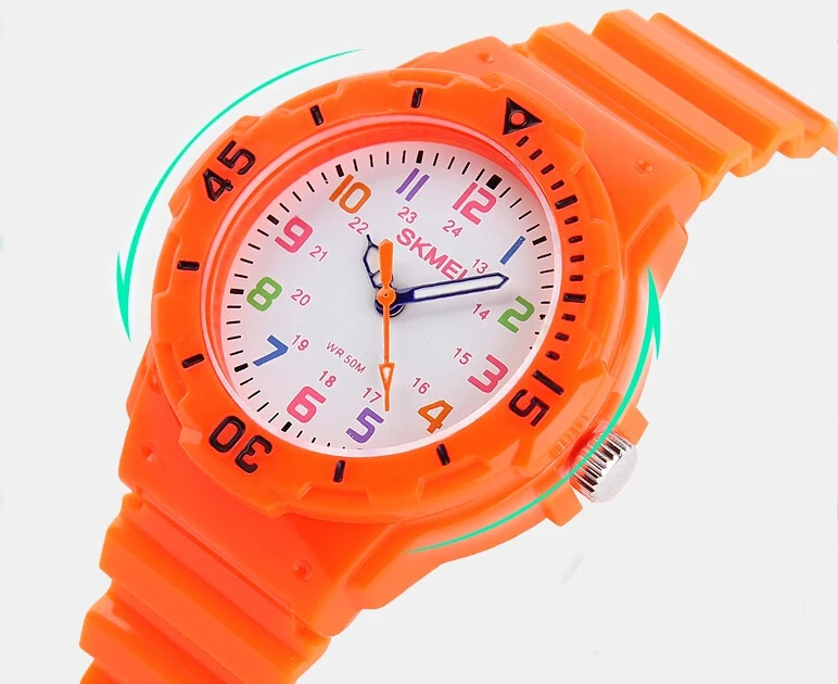 Модные брендовые Детские кварцевые часы, водонепроницаемые детские часы для мальчиков и девочек, студенческие наручные часы, 7 цветов