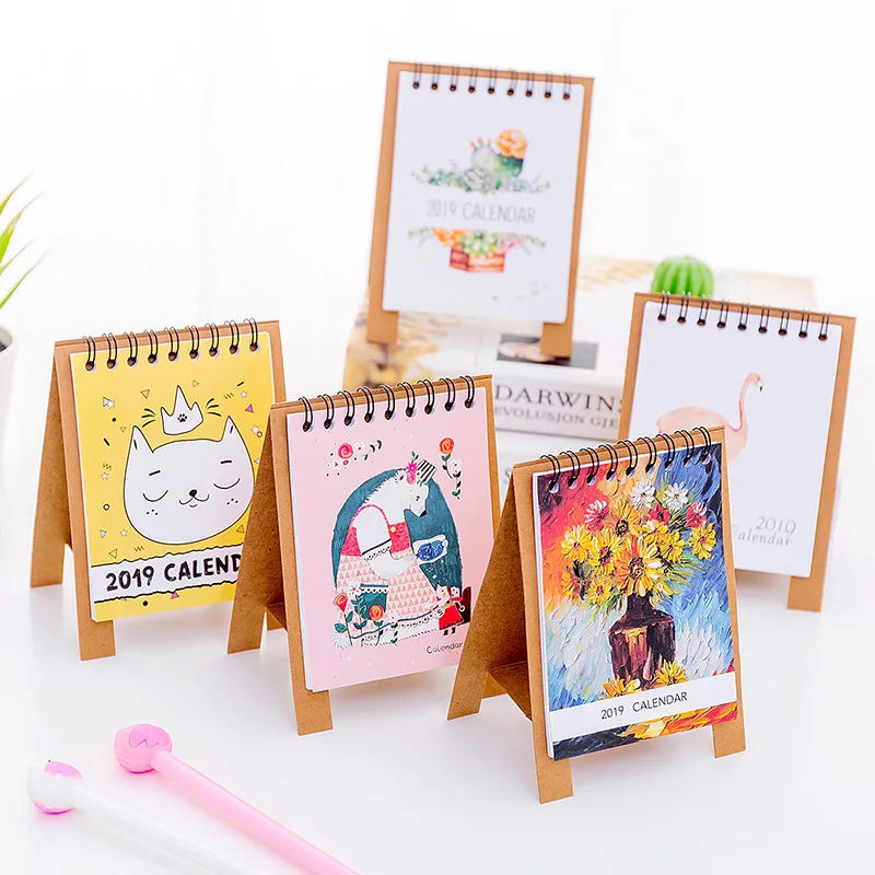 

Calendar 2019 Cute Cartoon Characters Desktop Paper Calendar dual Daily Scheduler Table Planner Yearly Agenda Organizer