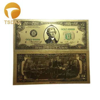 

American 2 Dollar USA Bank Notes Bill Gold Foil Banknote as Craft Gifts