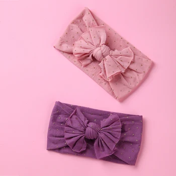 

18pcs/lot Gold Polka dot Knot Bow Nylon Headband Knot Bow Headwrap For Baby Girls One size fits all