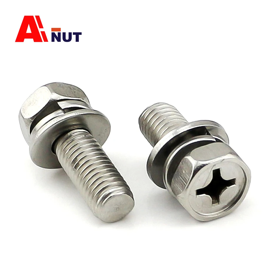 m3 m10 combination screw , 304 Stainless Steel Phillips Head Sems Screw