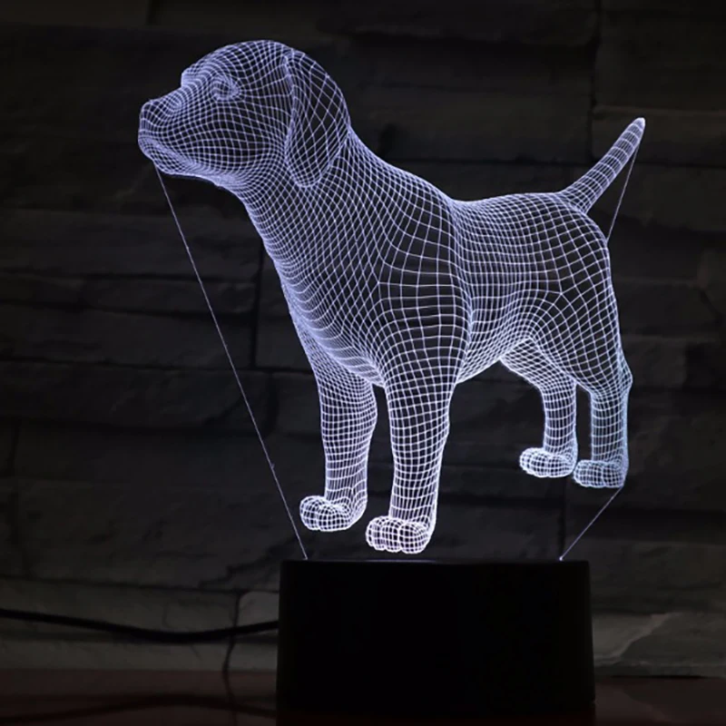 Милый щенок собаки 3D Оптические иллюзии Таблица Light Настроение лампы сенсорный