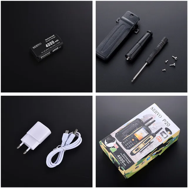 Original Phone SERVO P20 2.4″ HD Screen Antenna Analog TV Mobile Phone Three SIM Card Voice Changing Laser Flashlight Power Bank