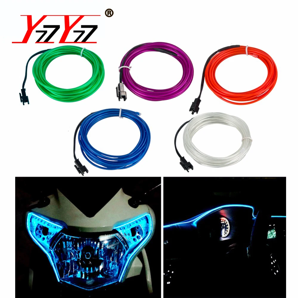 

YzzYzz 10 Colors Car Styling DIY EL Cold Line Flexible Interior Decoration Moulding Trim Strips Light For Motorcycle and Car