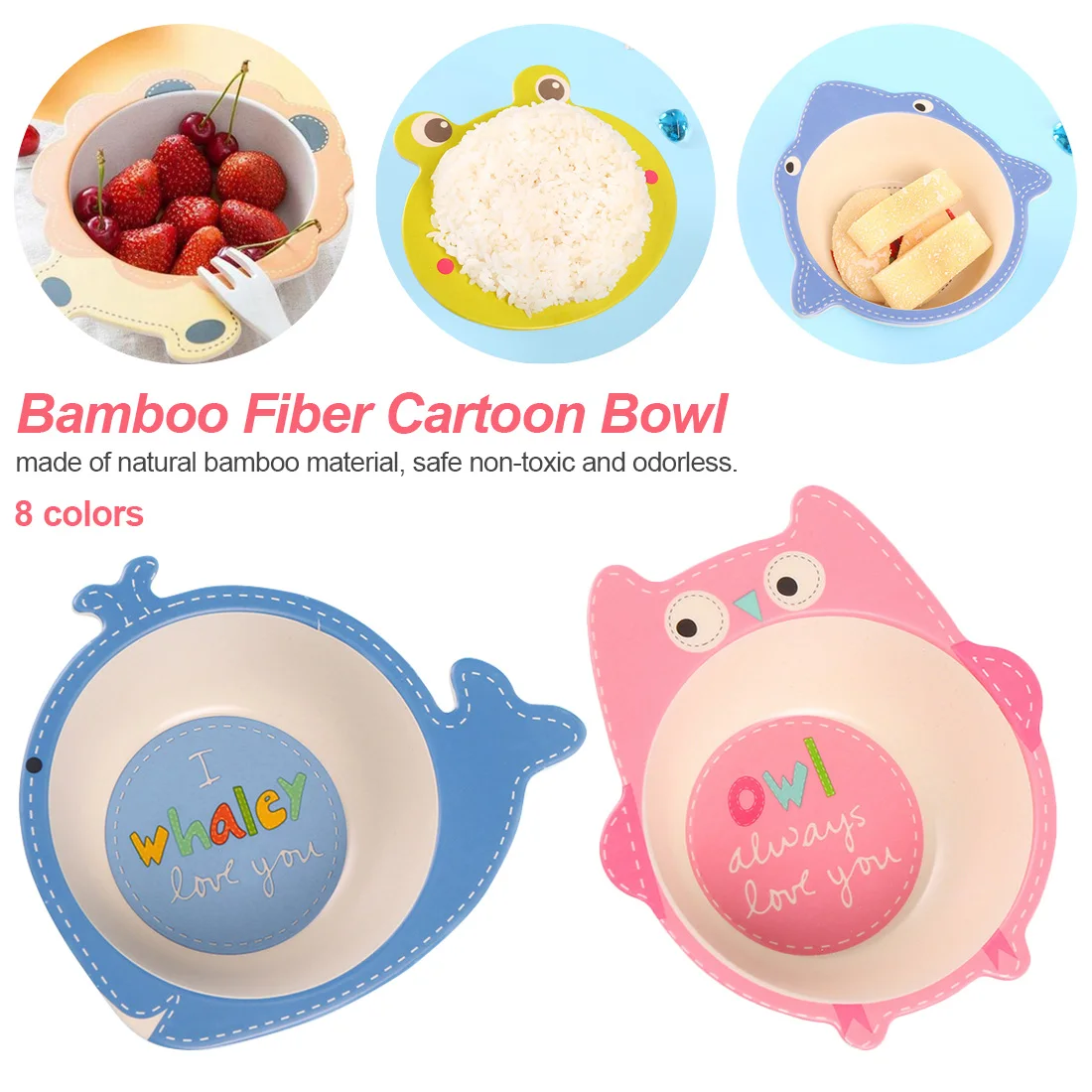 

Environmental Natural bamboo fiber child bowl Baby tableware cartoon dinner Tableware Christmas gift