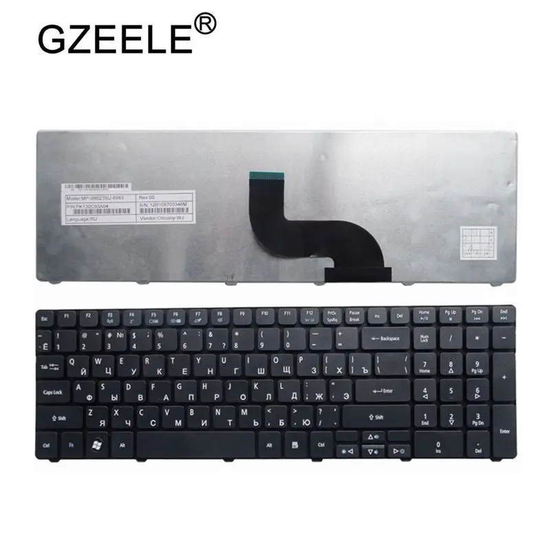 Клавиатура GZEELE для ноутбука ACER Aspire 90.4hv07s0r V104730DS3 RU 9Z. N1H82. C0R PK130C92A04 AEZR7700010 NSK-ALC0R KB. I170A. 164 RU