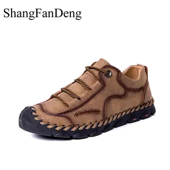 

Plus Size Men Leather Casual Shoes 2019 Hot Sale Men Leather Shoes Lace Up Leisure Zapatos Hombre Comfortable Non-slip Shoes